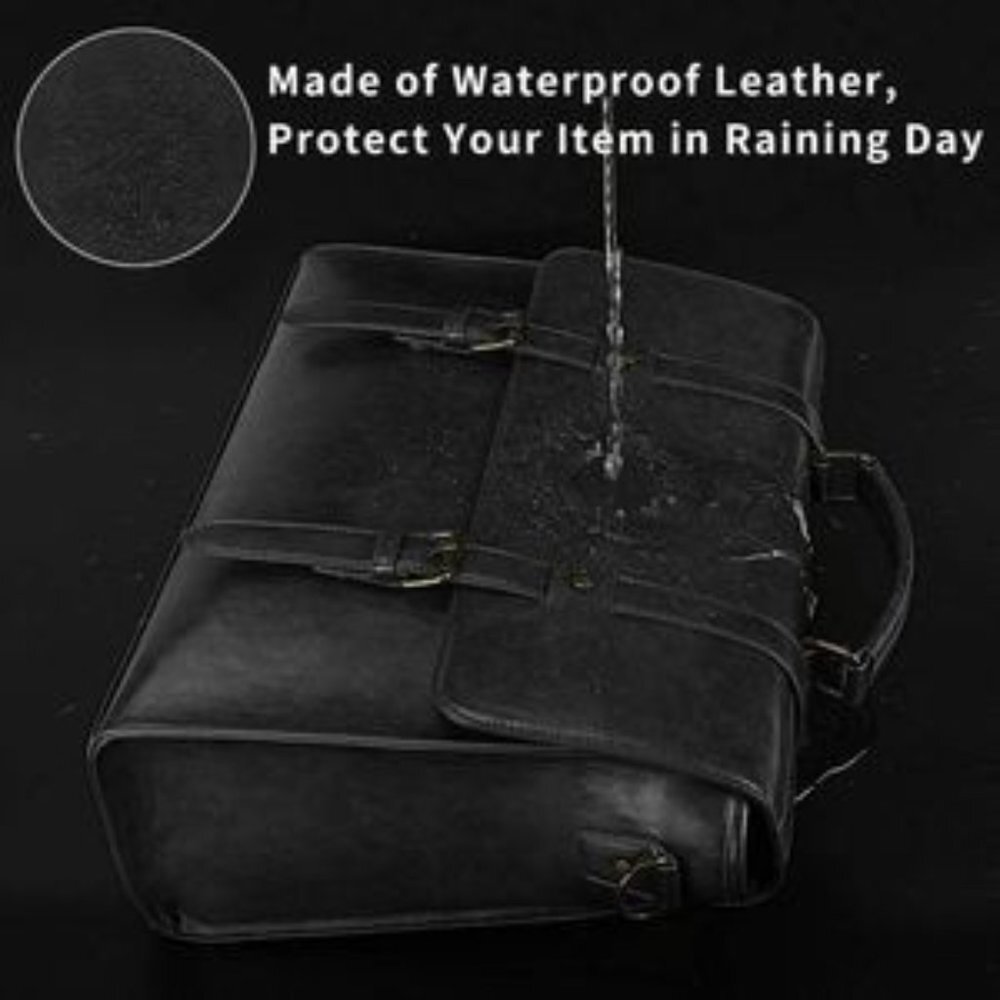 New Men's Messenger Bag Vintage Black Waterproof Bag​ - Picture 2 of 8